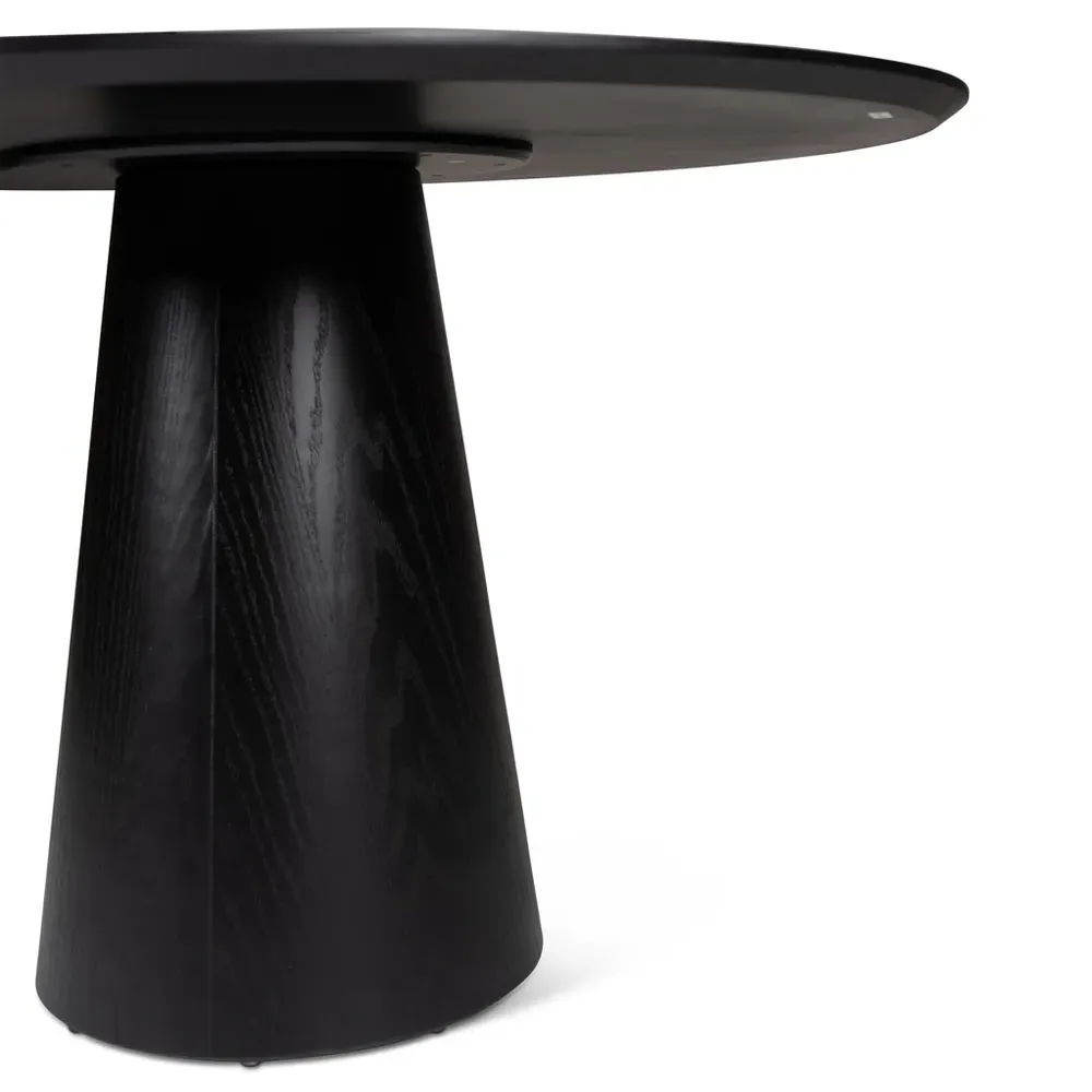 Caspar Round Pedestal Dining Table - Black, Oak