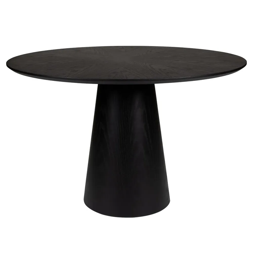Caspar Round Pedestal Dining Table - Black, Oak image