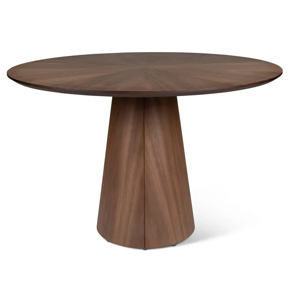 Caspar Round Pedestal Dining Table - Brown, Walnut