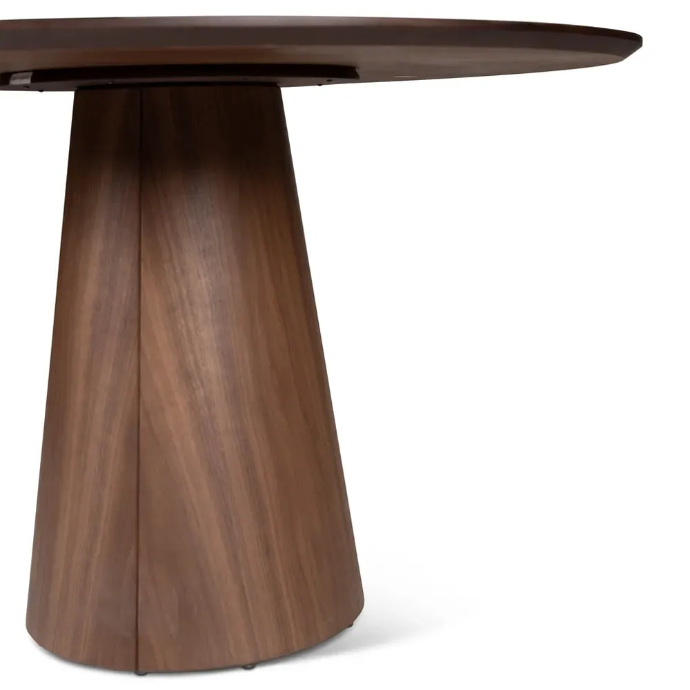 Caspar Round Pedestal Dining Table - Brown, Walnut