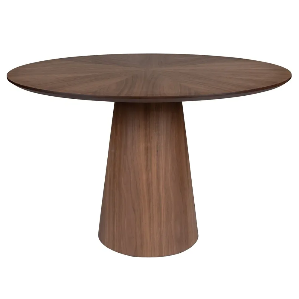 Caspar Round Pedestal Dining Table - Brown, Walnut