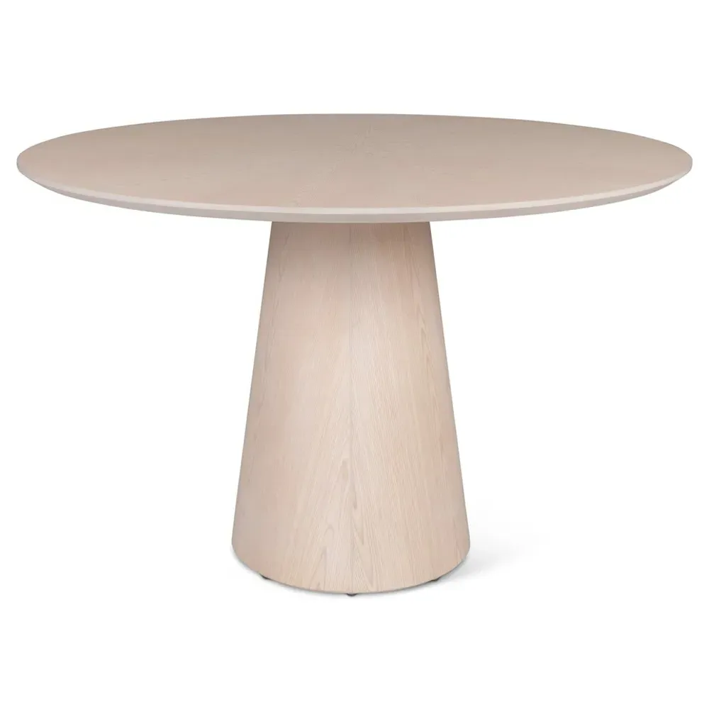 Caspar Round Pedestal Dining Table - Light Brown, Ash