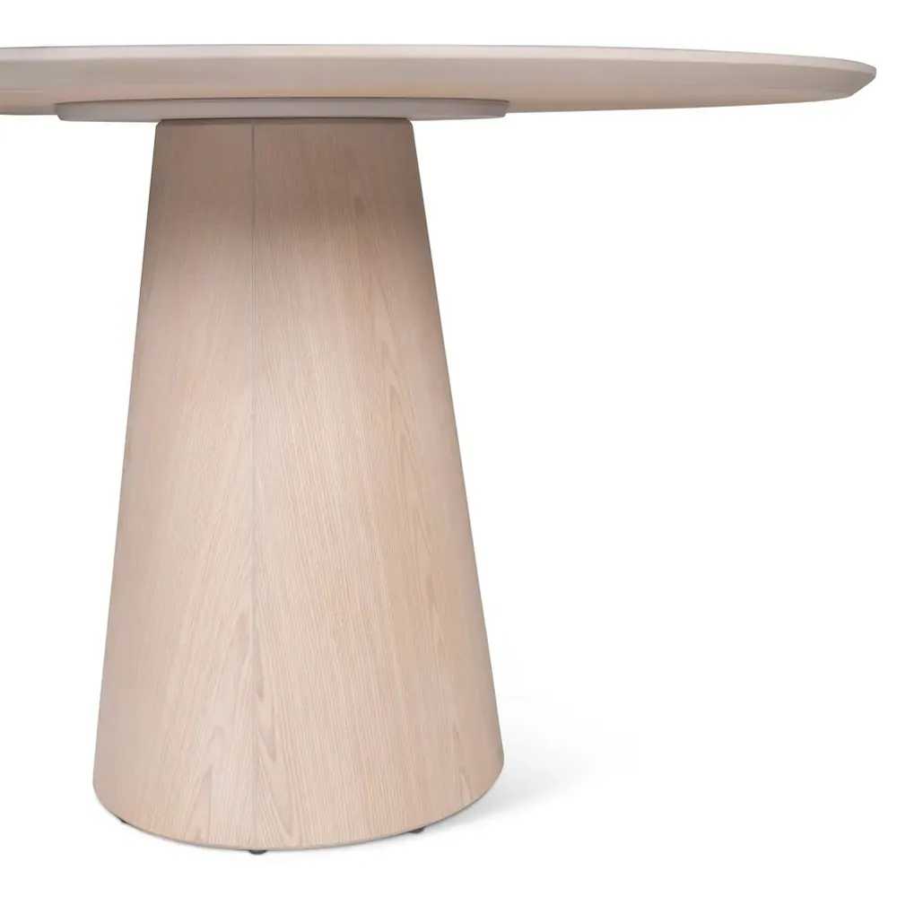 Caspar Round Pedestal Dining Table - Light Brown, Ash