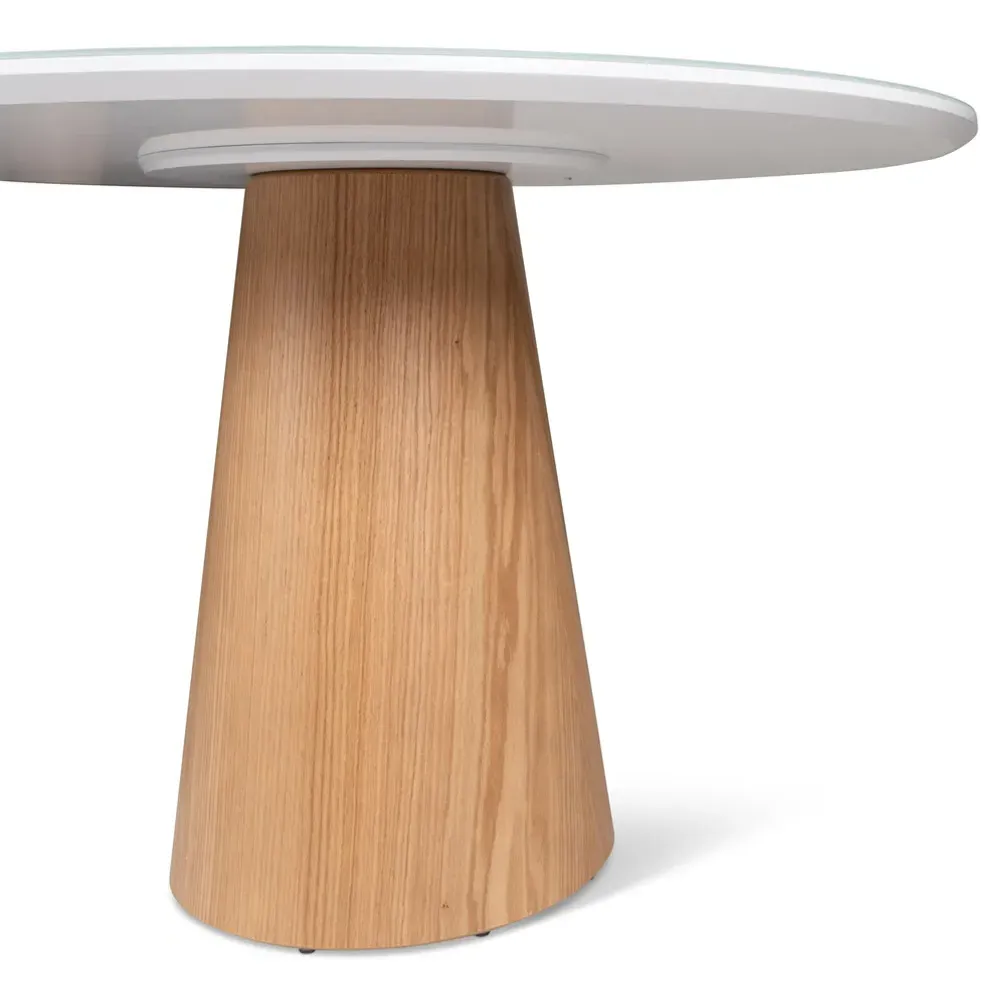 Caspar Round Pedestal Dining Table - White, Tauari Wood