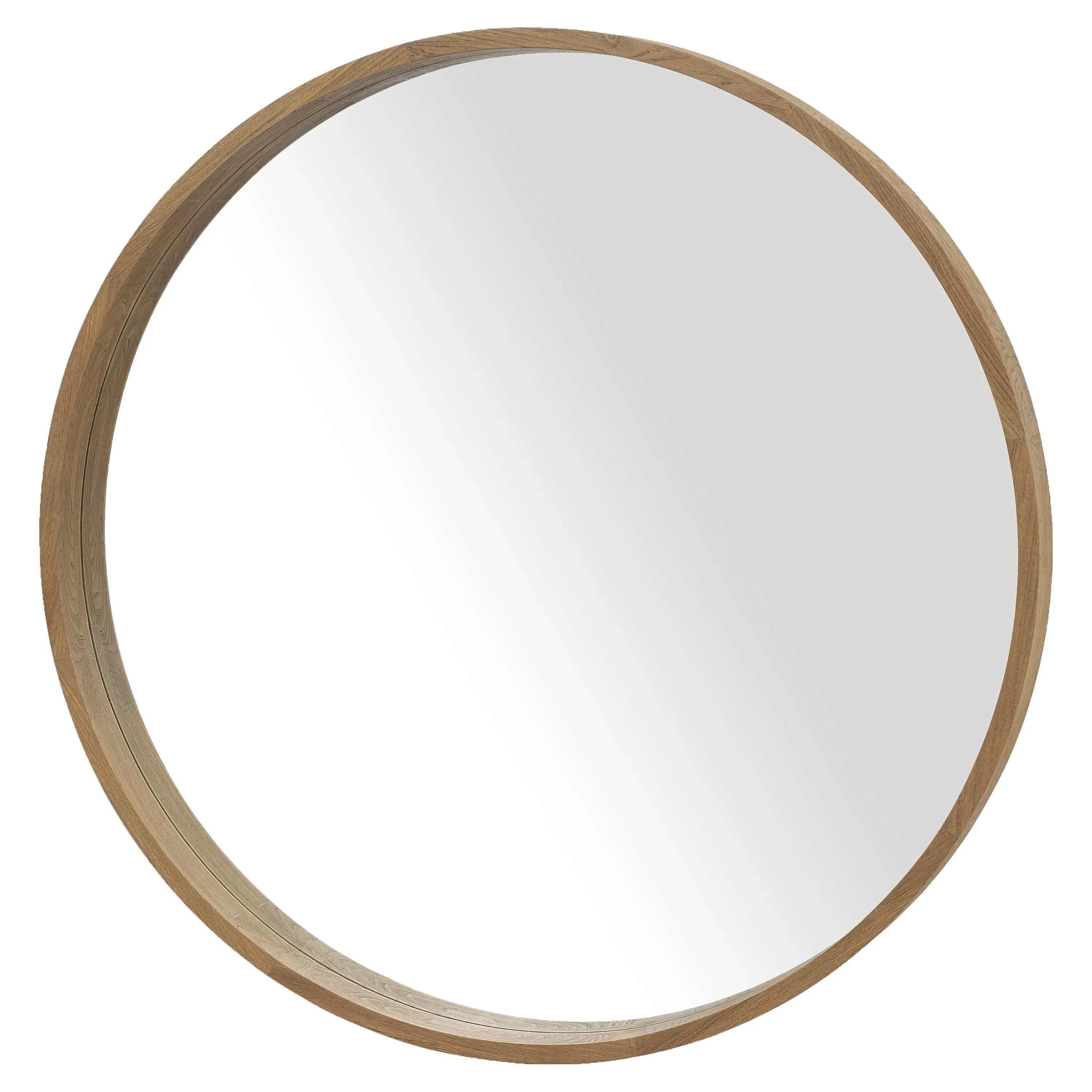 Cassandra Round Wall Mirror Large - Brown, Teak