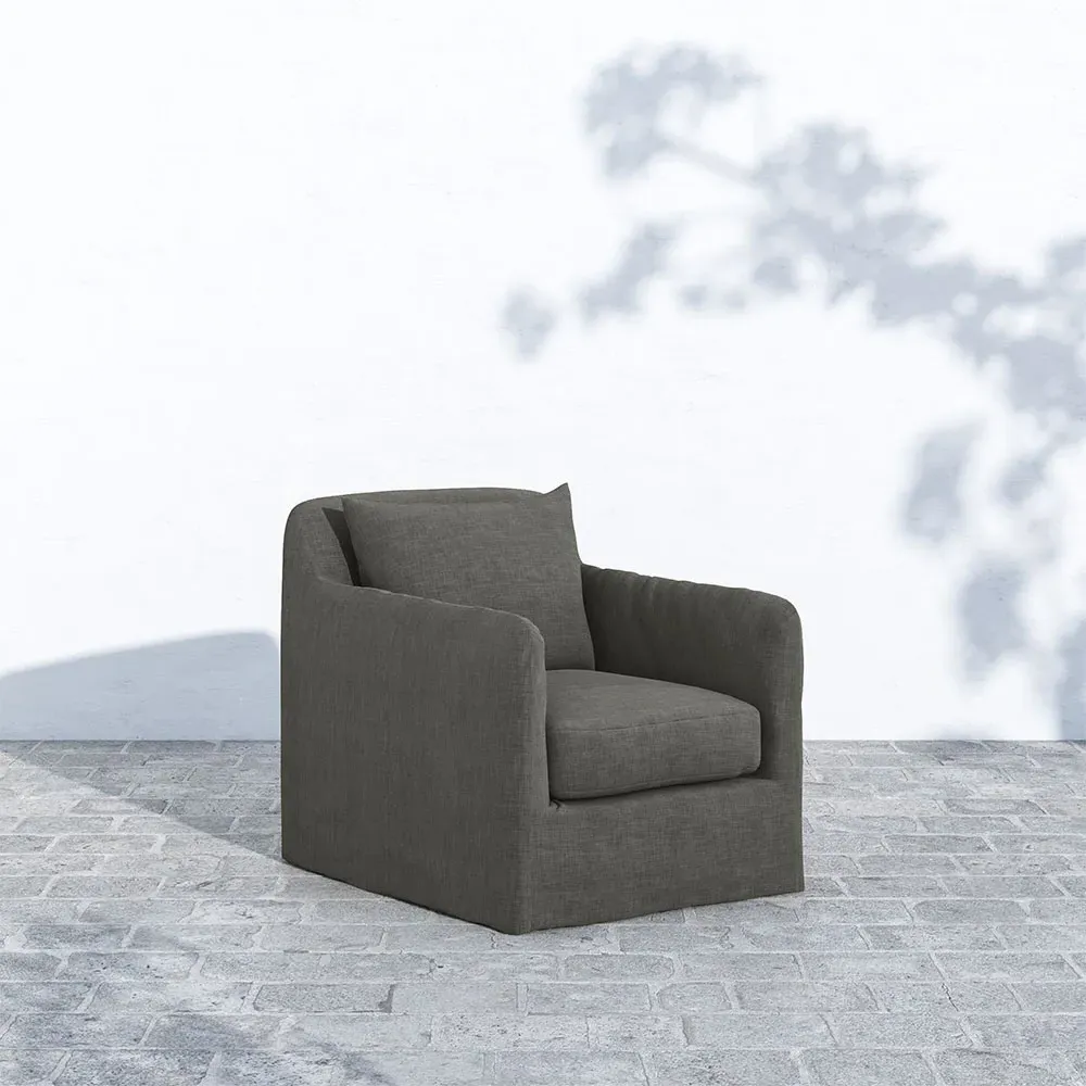 Cassandra Swivel Outdoor Arm Chair - Charcoal, Olefin