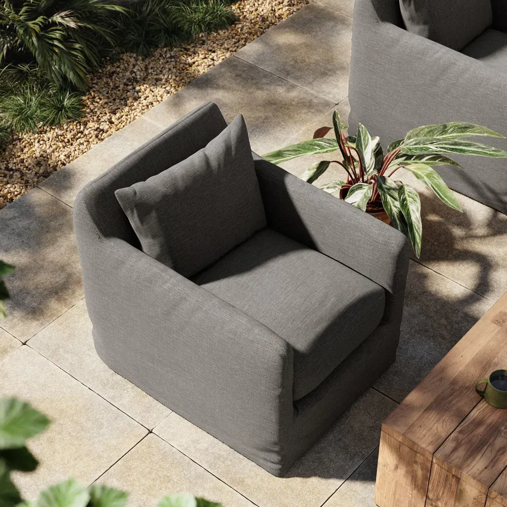Cassandra Swivel Outdoor Arm Chair - Charcoal, Olefin