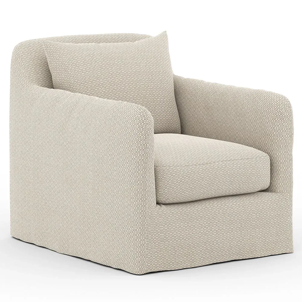 Cassandra Swivel Outdoor Arm Chair - Sand Beige, Olefin