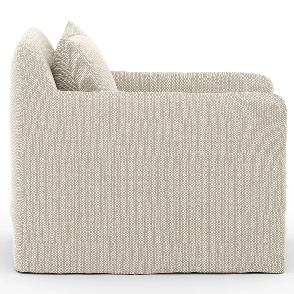 Cassandra Swivel Outdoor Arm Chair - Sand Beige, Olefin