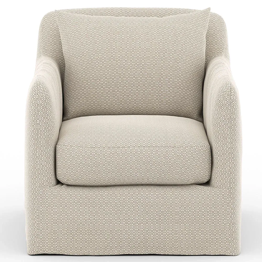 Cassandra Swivel Outdoor Arm Chair - Sand Beige, Olefin