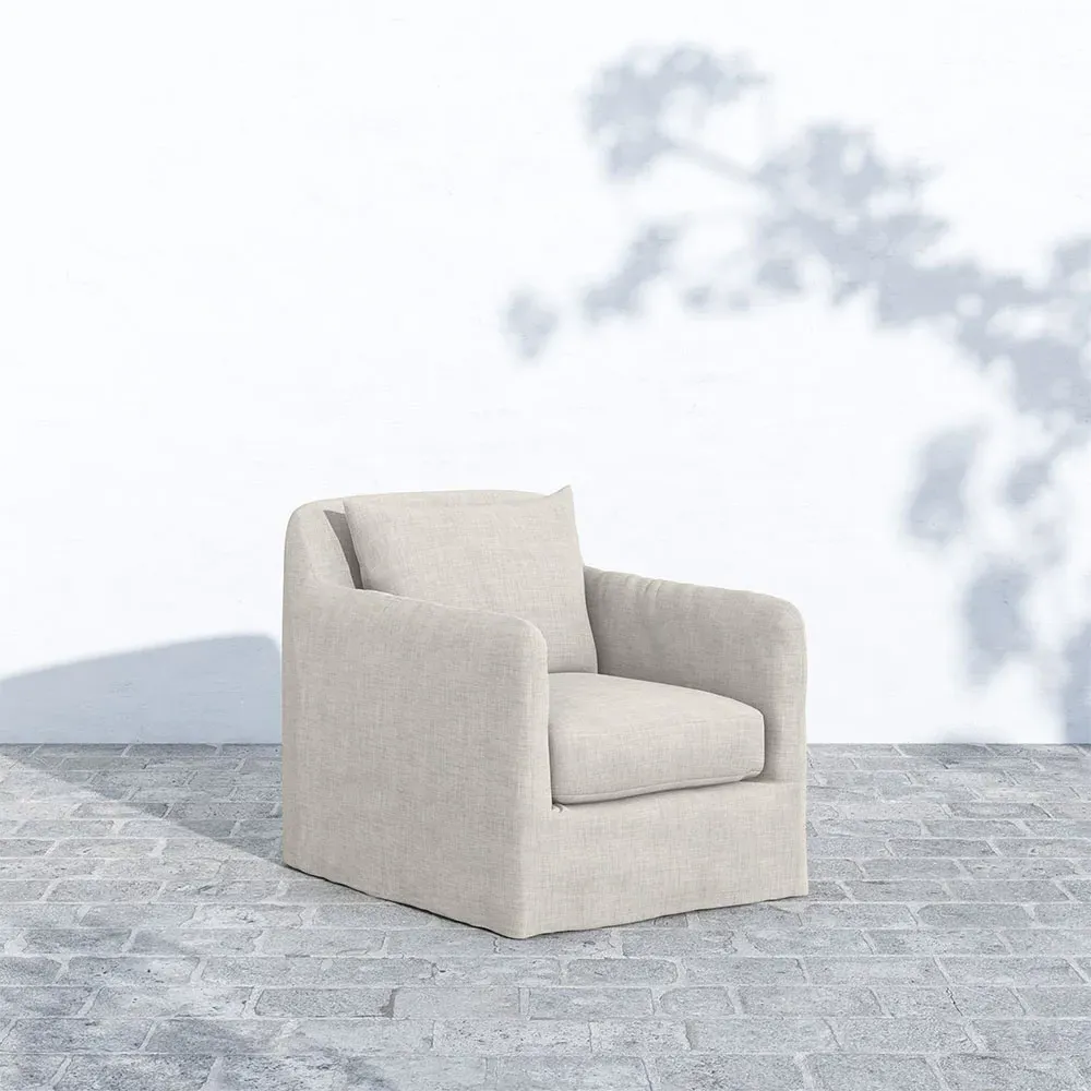 Cassandra Swivel Outdoor Arm Chair - Stone Grey, Olefin