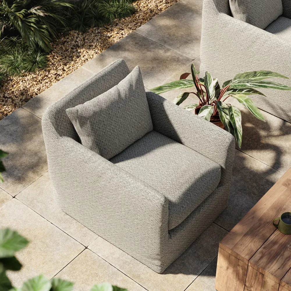 Cassandra Swivel Outdoor Arm Chair - Stone Grey, Olefin