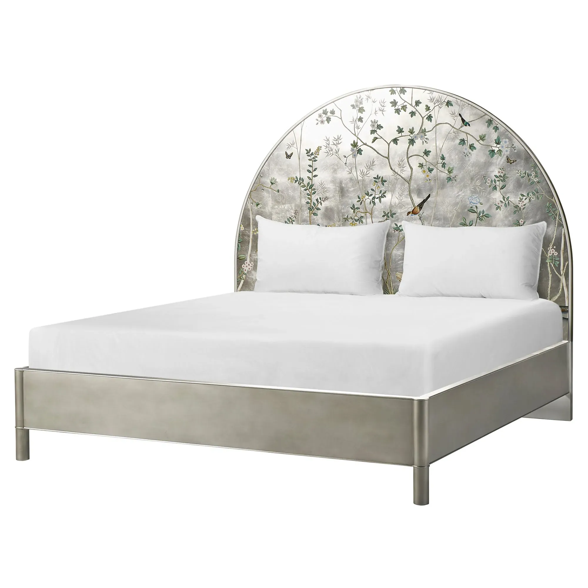 Cassian King Size Arched Bed - Silver, Beech Wood image
