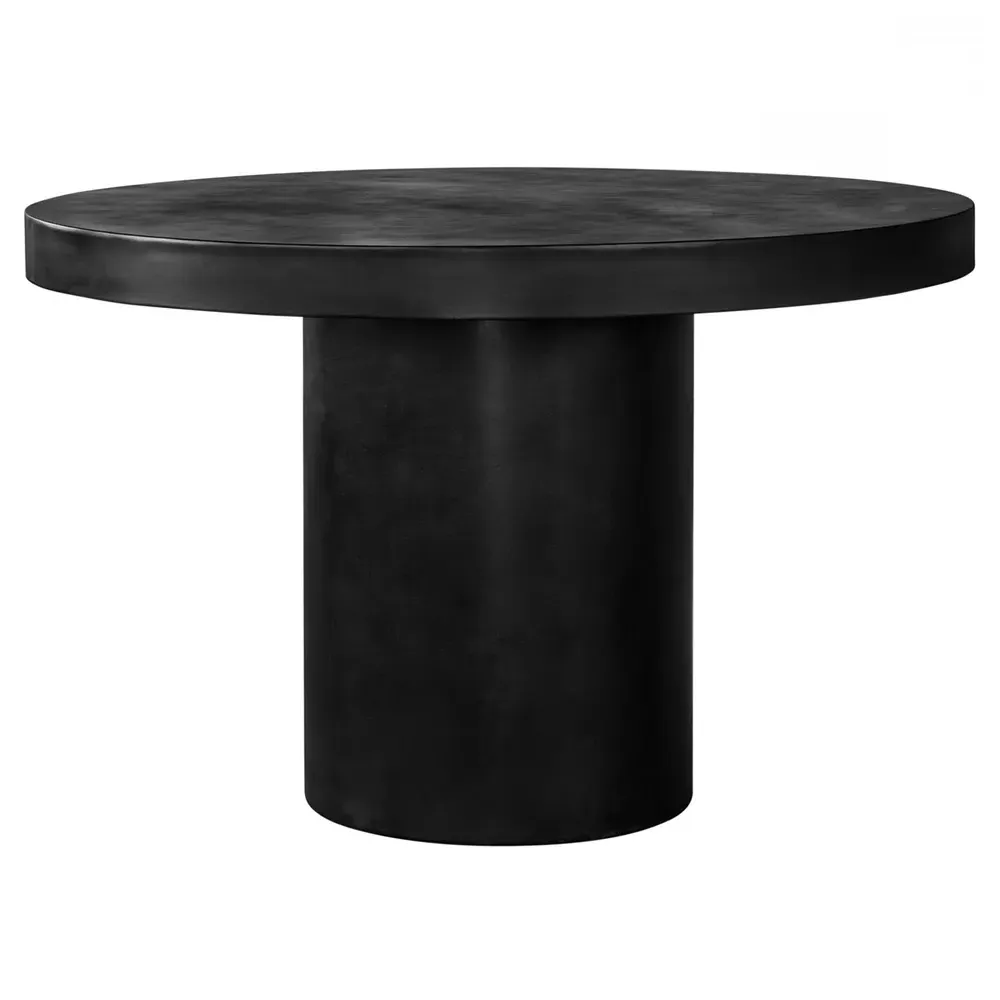 Cassie Round Dining Table - Black, Concrete