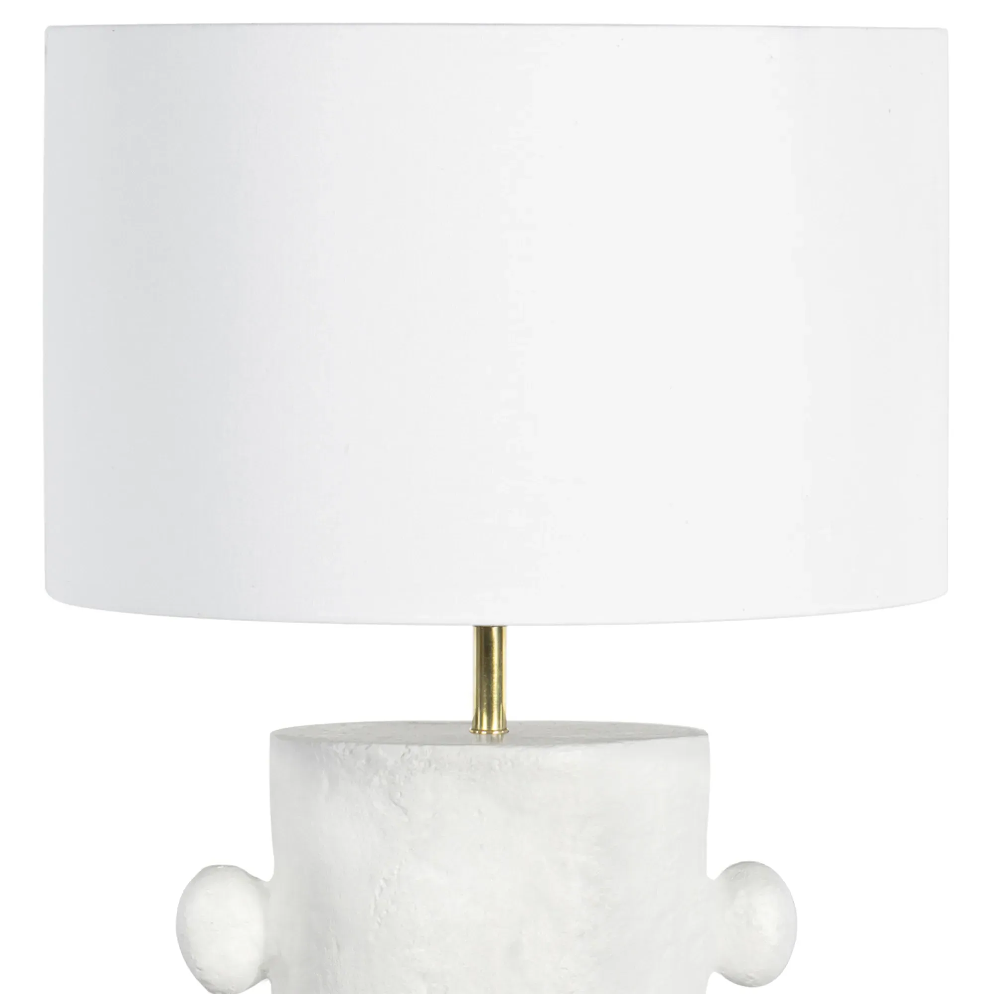 Cast Metal Table Lamp with Drum Shade - White