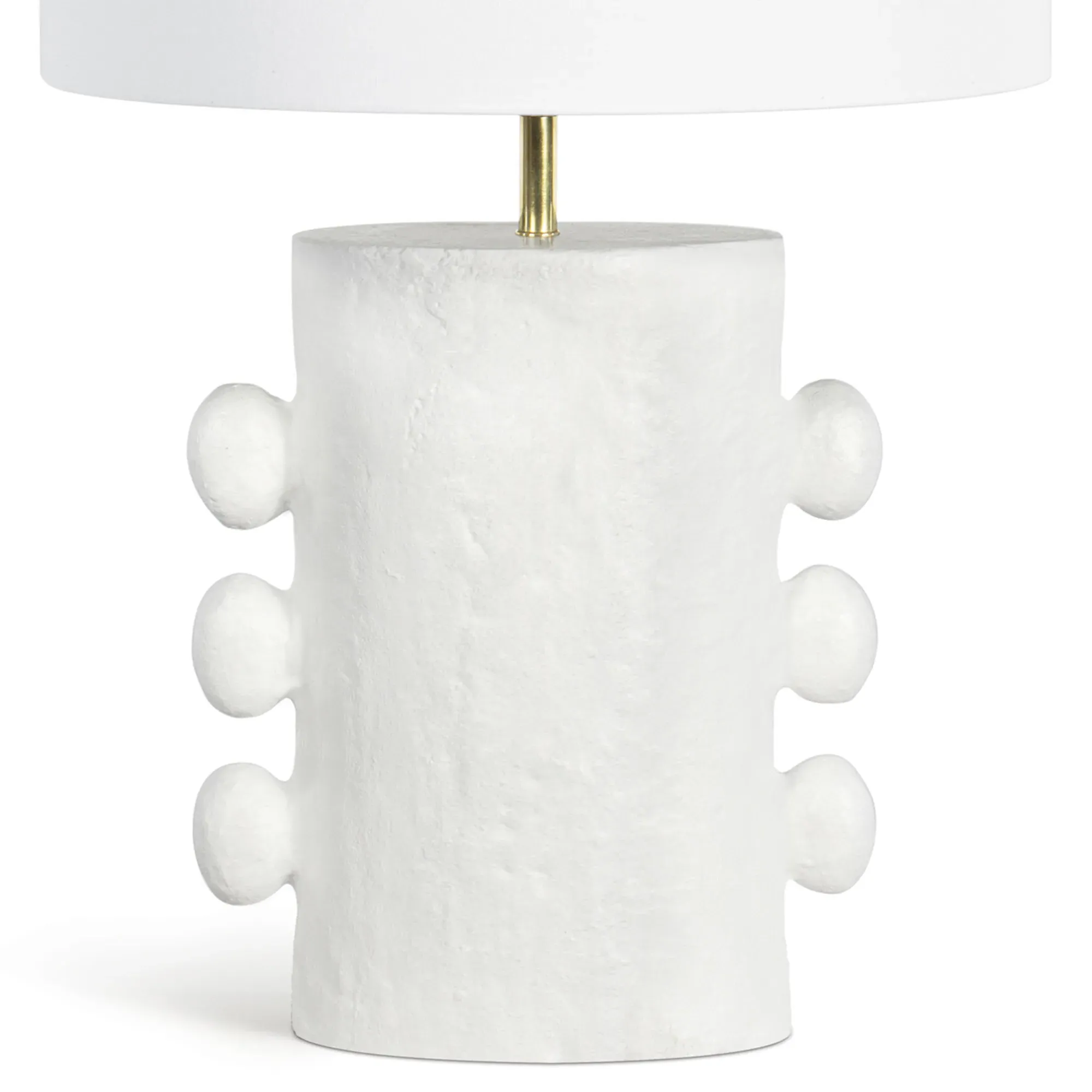 Cast Metal Table Lamp with Drum Shade - White