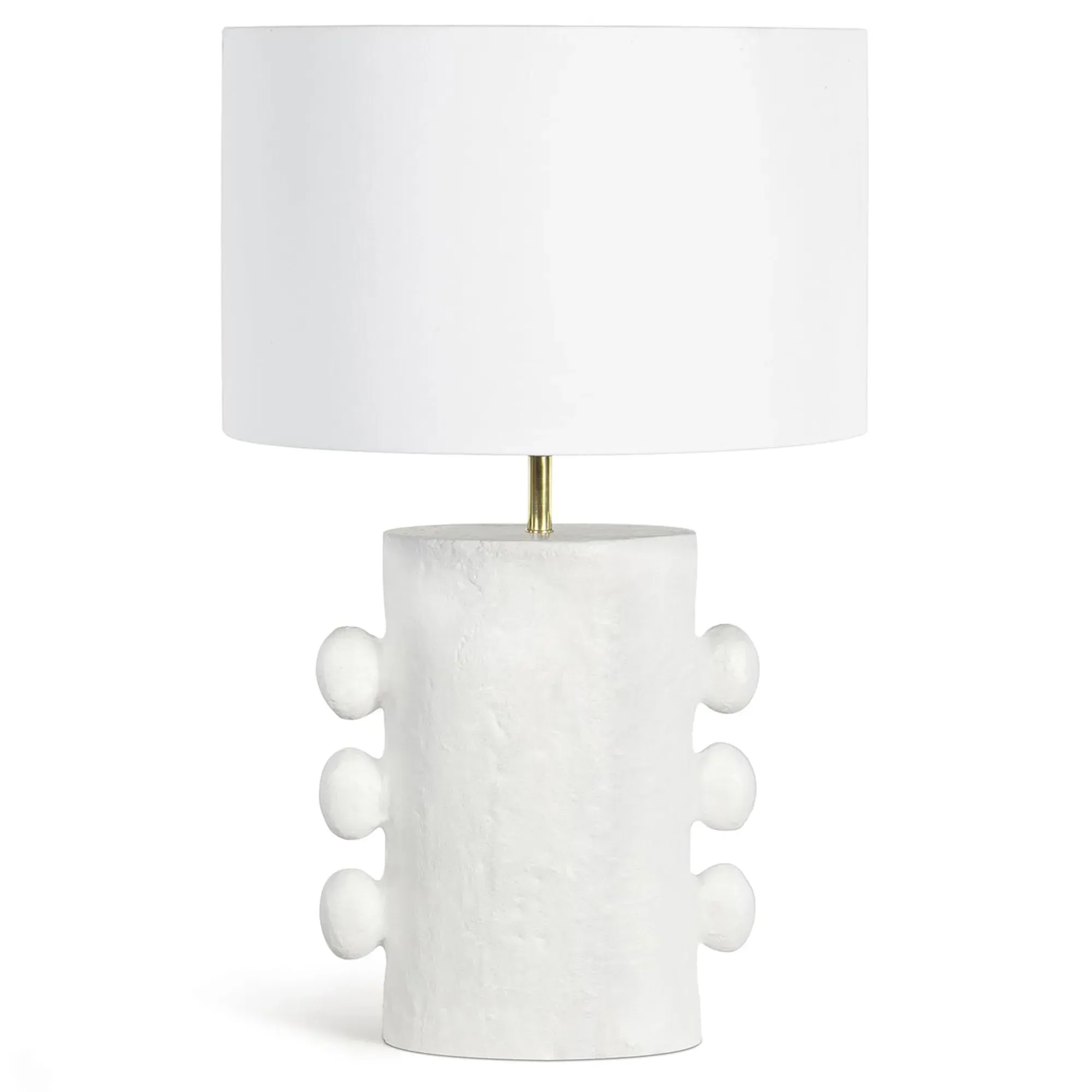 Cast Metal Table Lamp with Drum Shade - White image