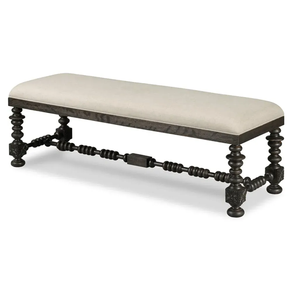 Castile Upholstered Bench - Black, Linen