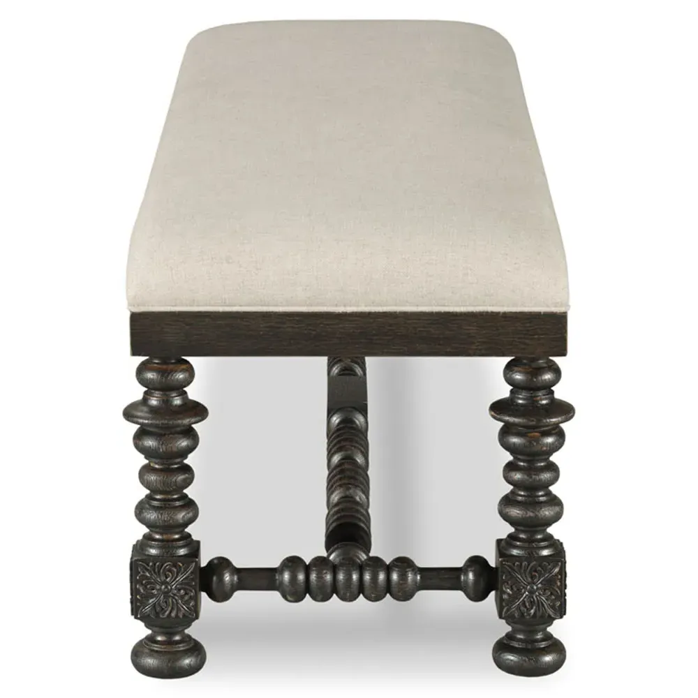 Castile Upholstered Bench - Black, Linen