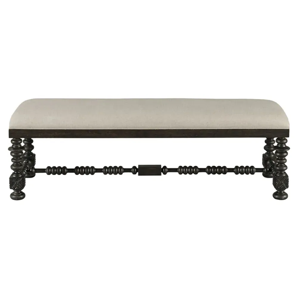 Castile Upholstered Bench - Black, Linen