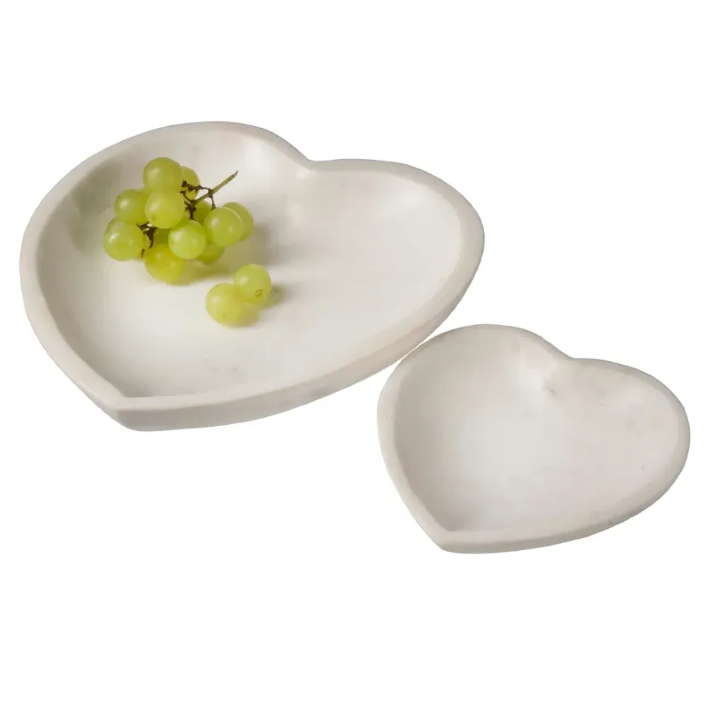 Catelyn Heart Bowl - White, Marble