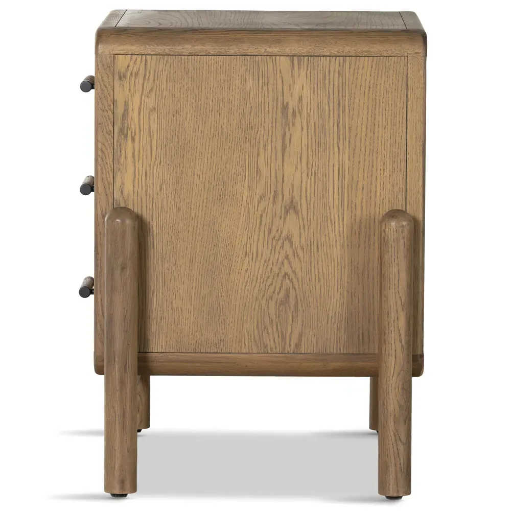 Catherine 3 Drawer Nightstand - Light Brown, Oak Wood