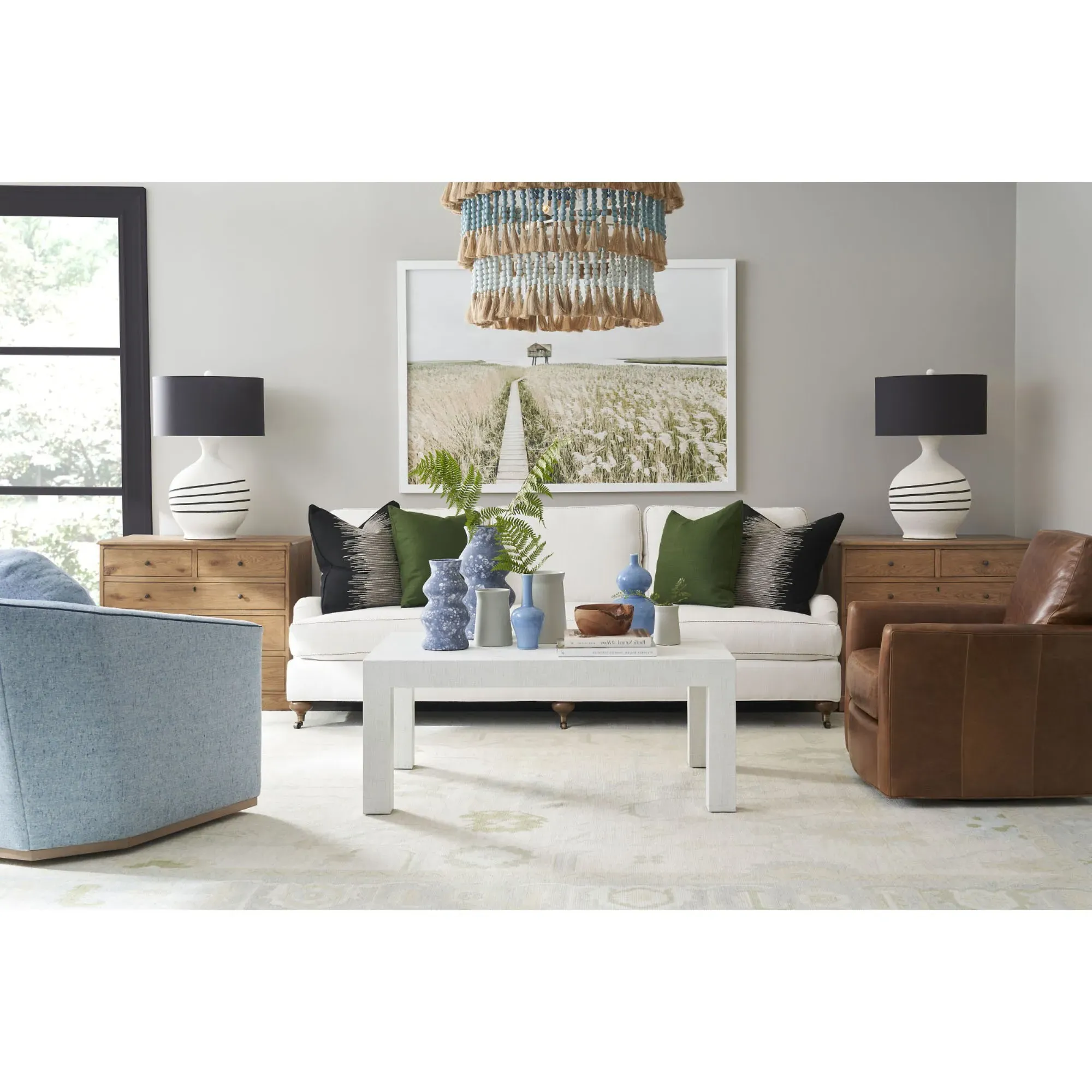 Catherine Coastal Beach Swivel Chair - Cobalt Blue