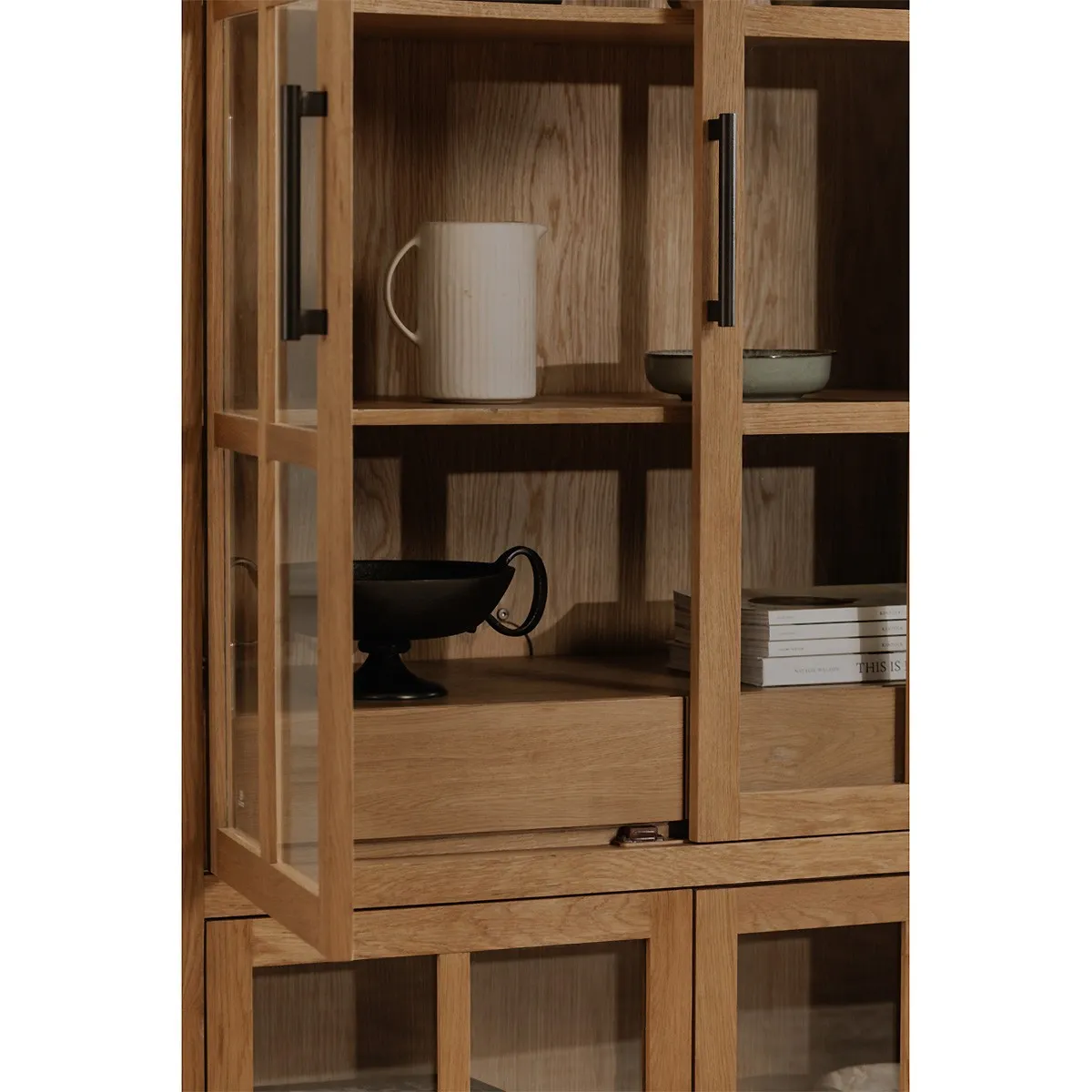 Cathy Oak Display Cabinet - Brown