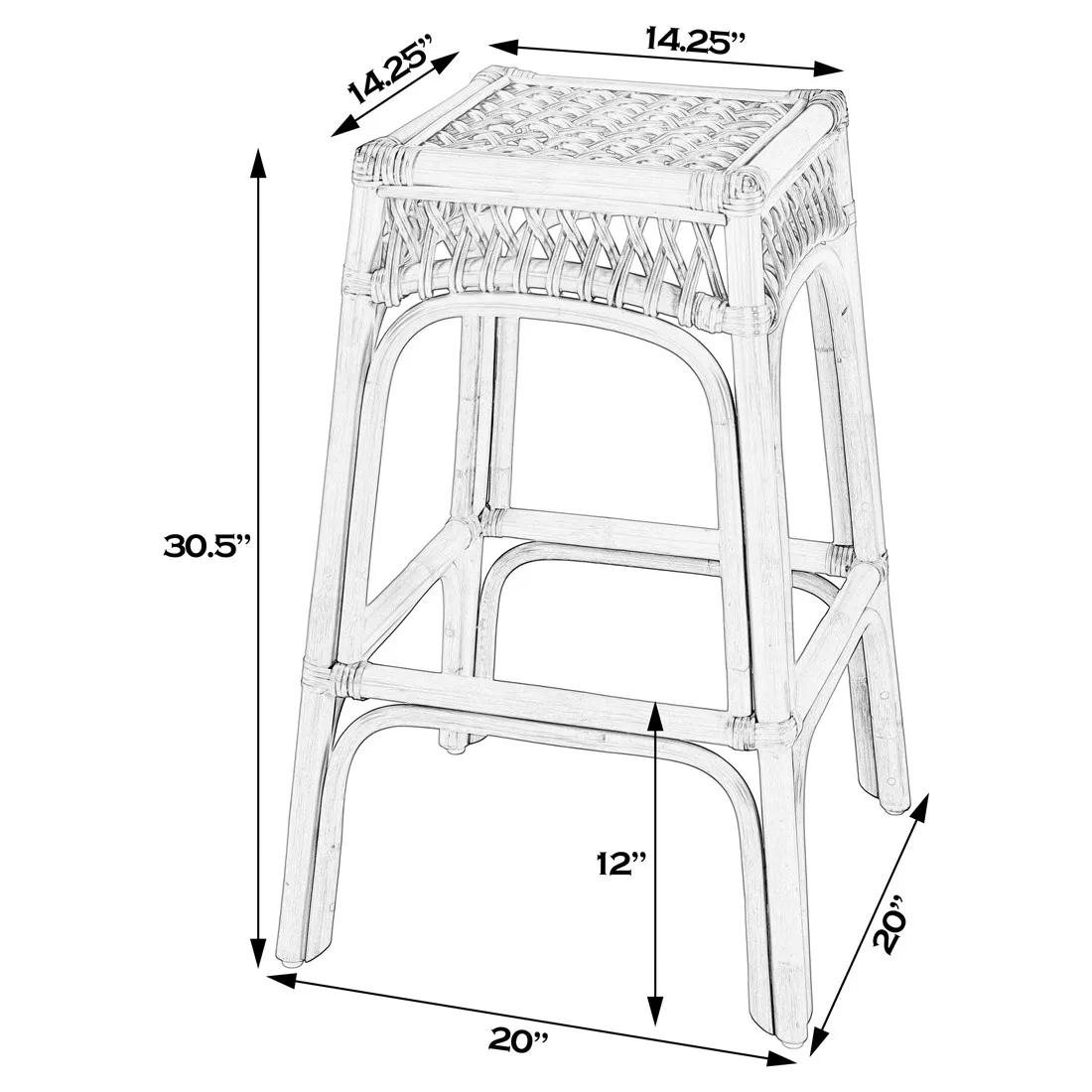 Cayden Bar Stool - Natural, Rattan