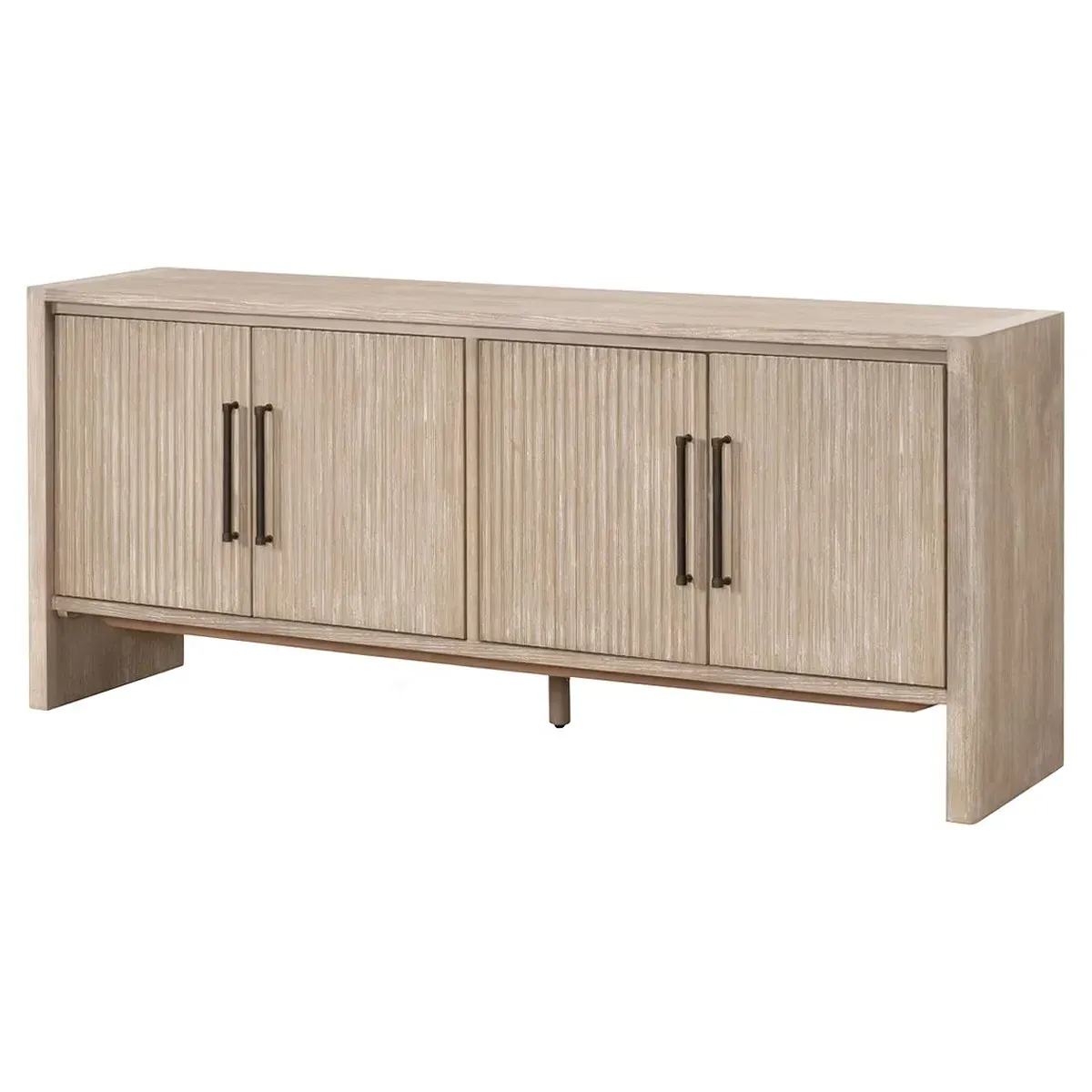 Cayson 74" Media Cabinet - Grey, Acacia Wood