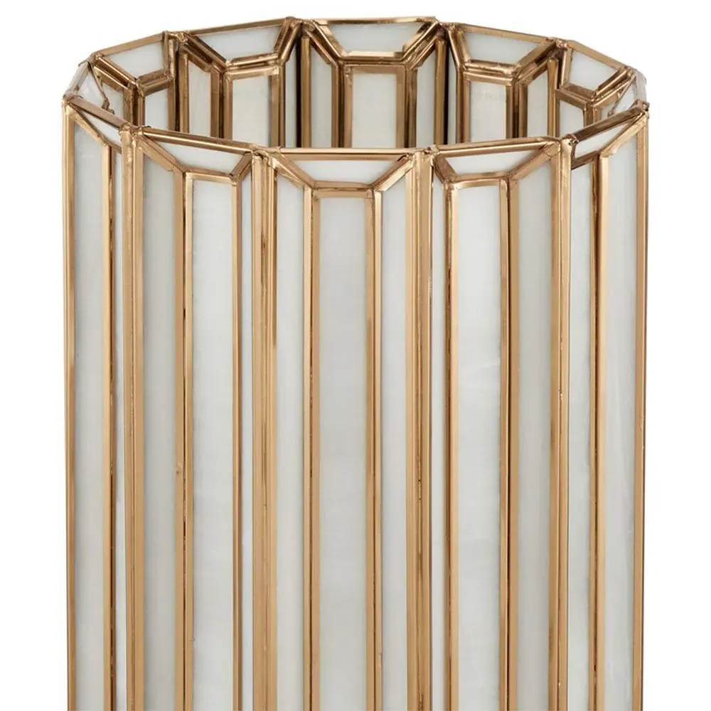 Cazelle Paneled Table Lamp - Antique Brass, Glass