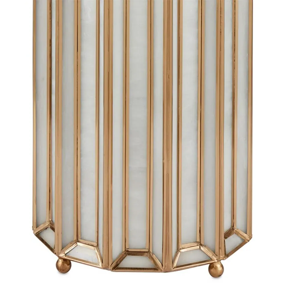 Cazelle Paneled Table Lamp - Antique Brass, Glass