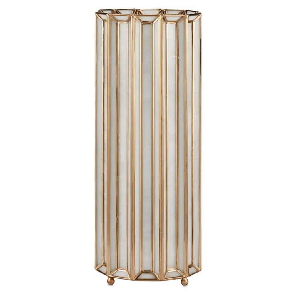 Cazelle Paneled Table Lamp - Antique Brass, Glass image