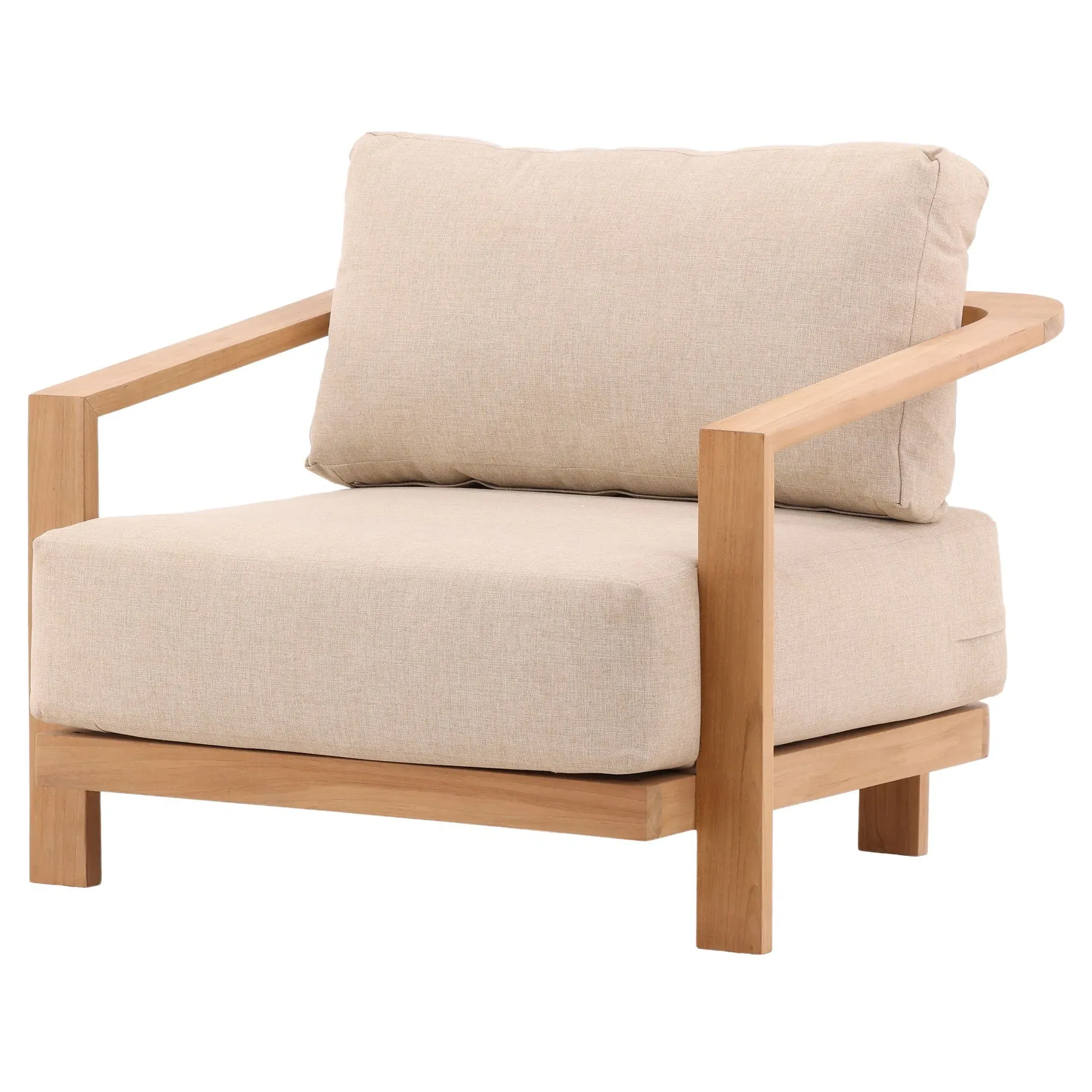 Ceasar Outdoor Lounge Arm Chair - Brown, Teak