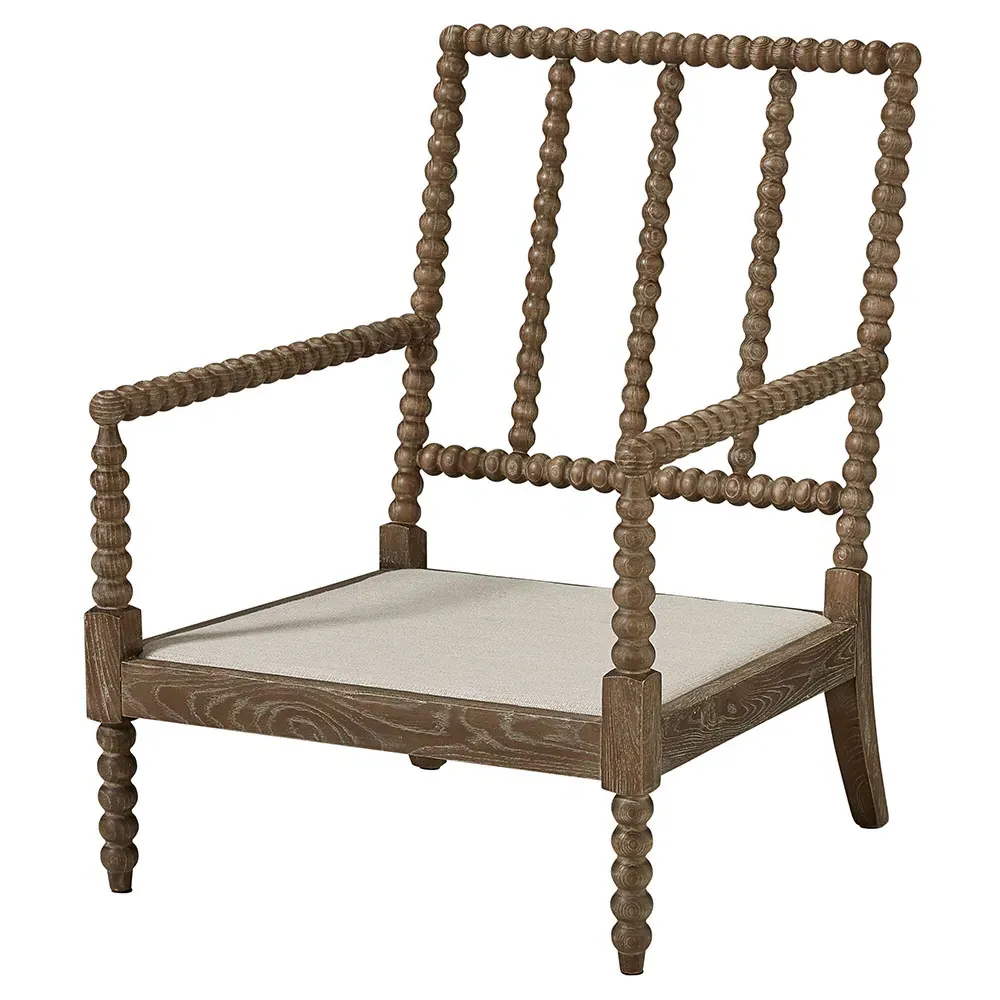 Ceasar Spindle Arm Chair - Grey, Oak