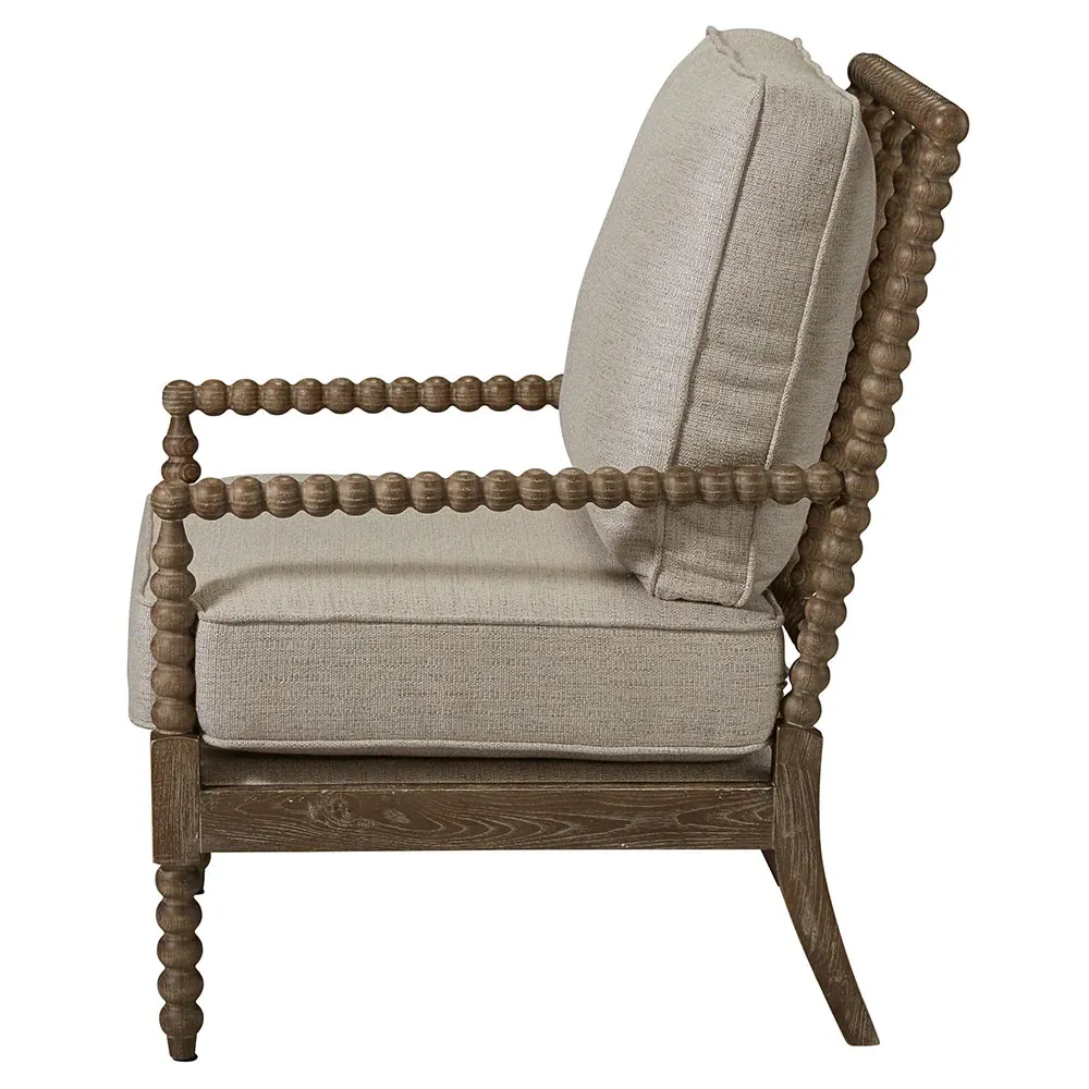 Ceasar Spindle Arm Chair - Grey, Oak