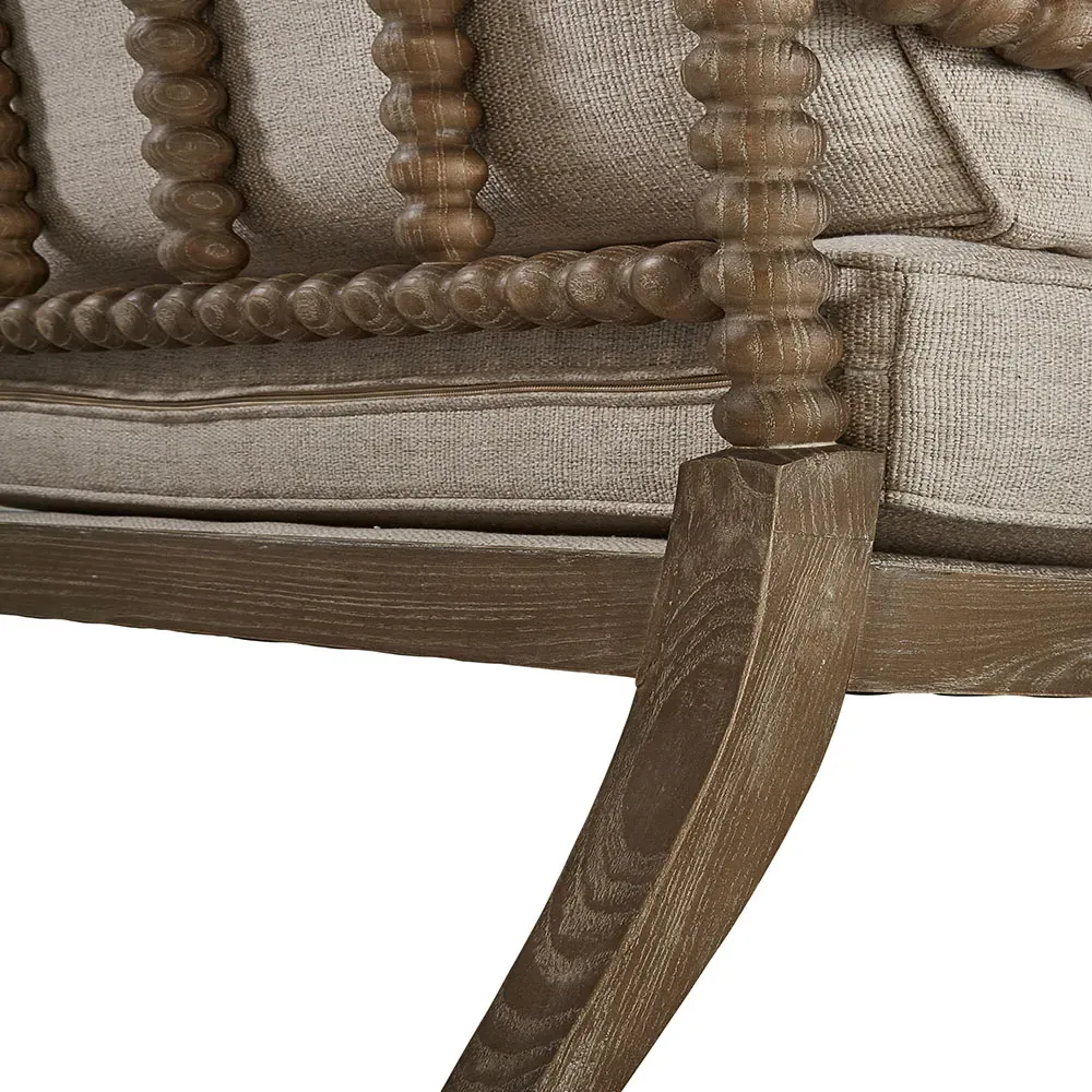 Ceasar Spindle Arm Chair - Grey, Oak