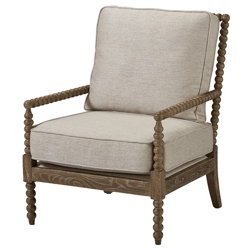 Ceasar Spindle Arm Chair - Grey, Oak