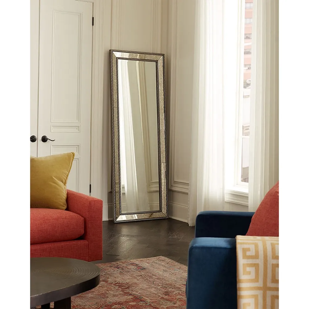 Cecilia Metal Floor Mirror - Grey, Silver