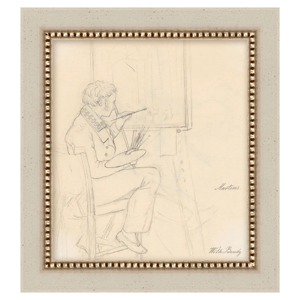 Cedric French Country Artist Figure Illustration - Beige, Wood image