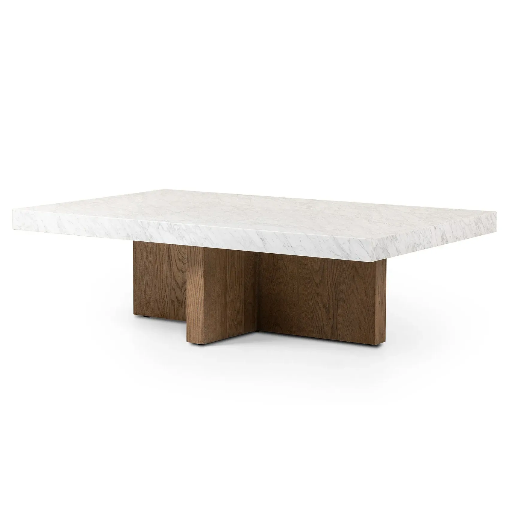 Cedric Rectangular Coffee Table - White, Carrara Marble