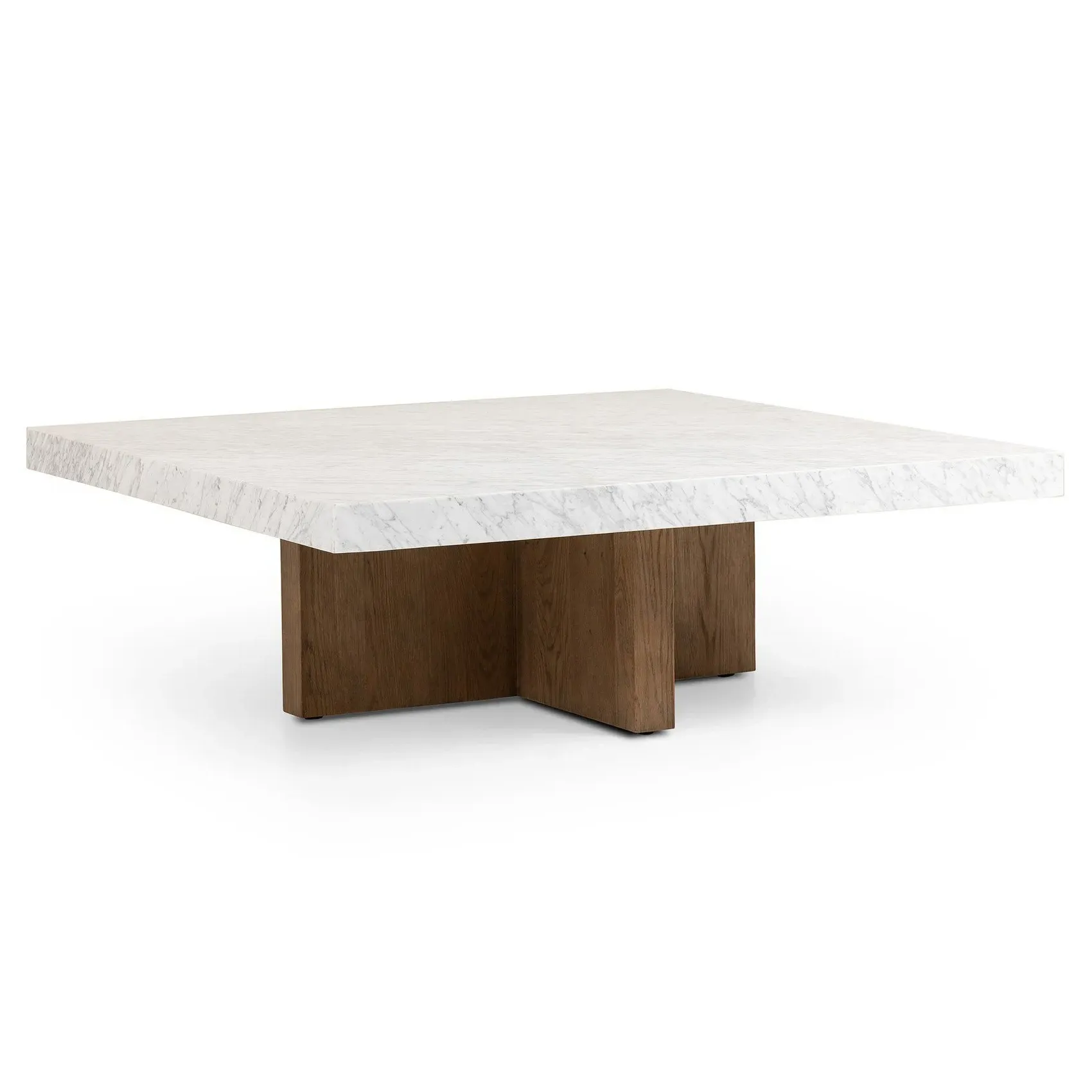 Cedric Square Coffee Table - White, Carrara Marble