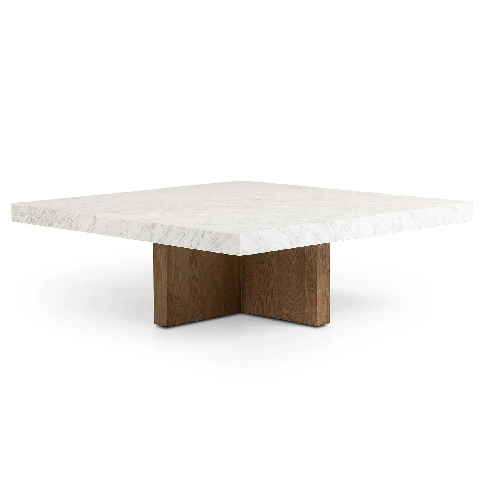 Cedric Square Coffee Table - White, Carrara Marble