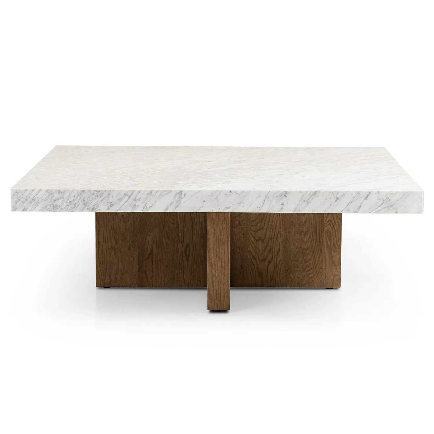 Cedric Square Coffee Table - White, Carrara Marble