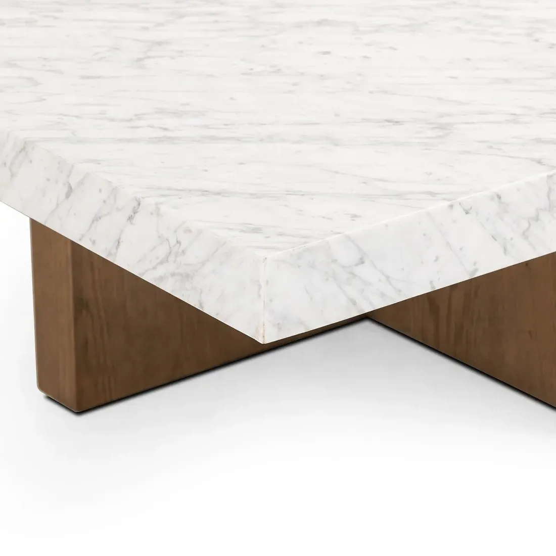 Cedric Square Coffee Table - White, Carrara Marble