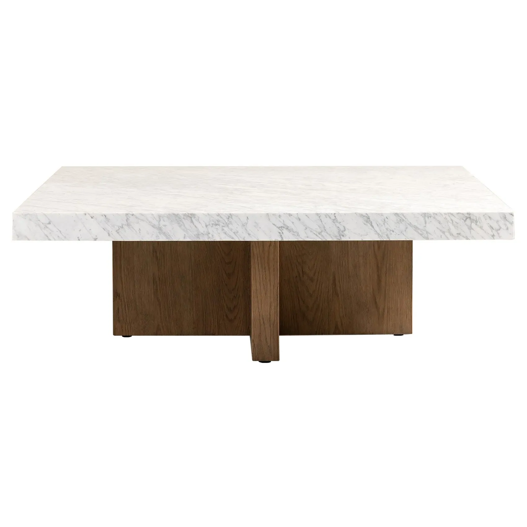 Cedric Square Coffee Table - White, Carrara Marble