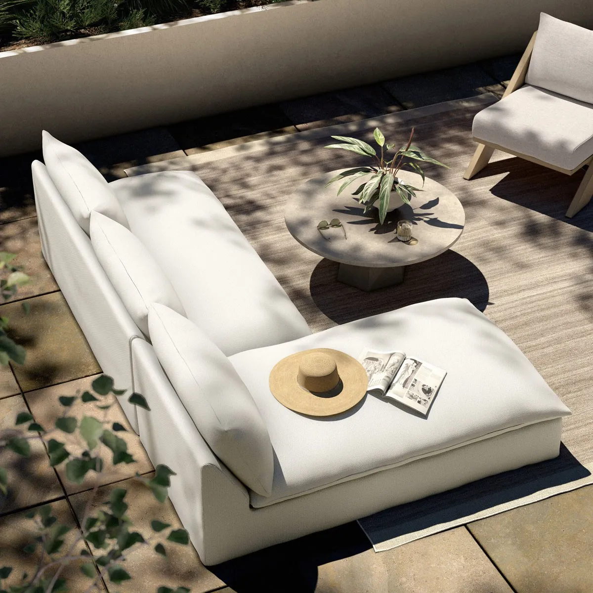 Cee 2-Piece Outdoor Sectional - Cream