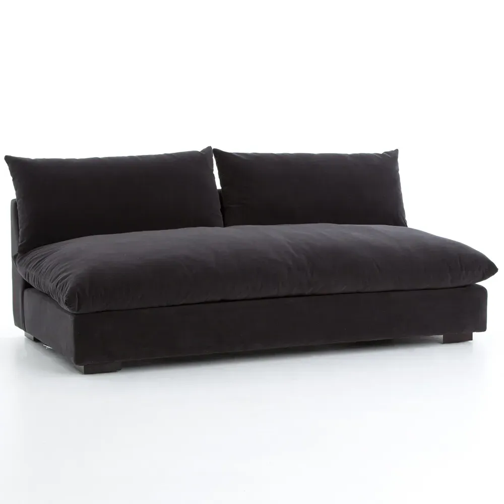 Cee Small Armless Sofa - Charcoal Grey, Performance Fabric