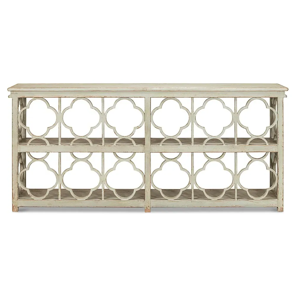 Celeste Console Table Bookshelf - Green, Reclaimed Pine