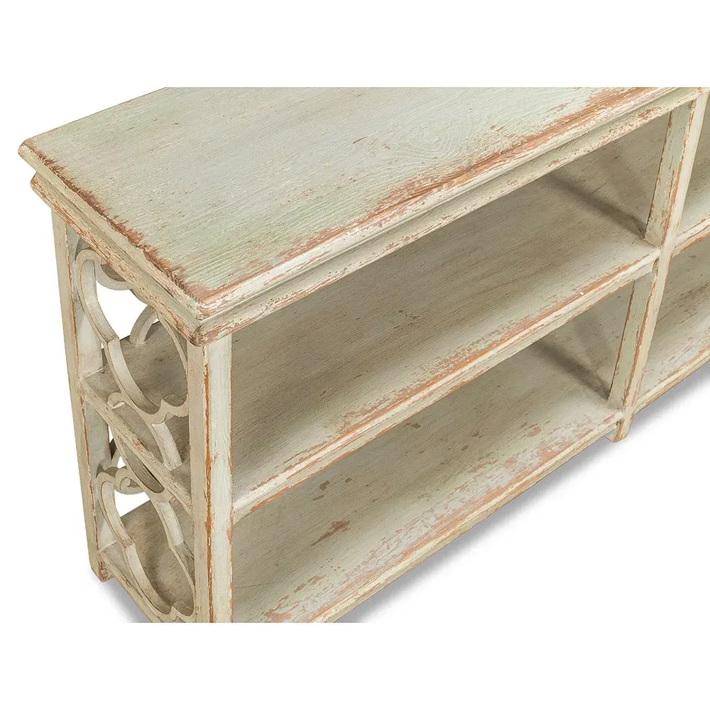 Celeste Console Table Bookshelf - Green, Reclaimed Pine